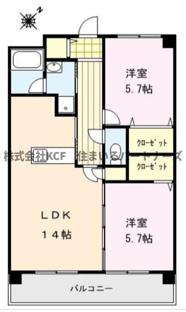 ブランシュール(2LDK/2階)の間取り写真