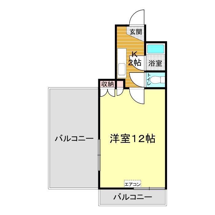グランドヒルズF1(1K/6階)の間取り写真