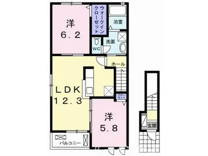 エレガンテ ヴィラⅡ(2LDK/2階)の間取り写真