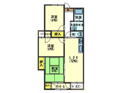 マンション堺捨(3LDK/7階)の間取り写真