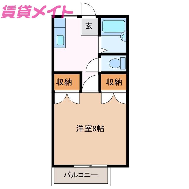 ハイツヤマハン A棟(1K/1階)の間取り写真