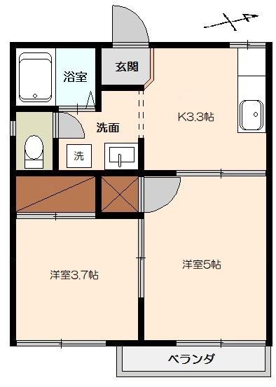 南ヶ丘ハイツ2(2K/2階)の間取り写真