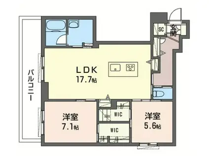 ヴィアソーレイツキ(2LDK/2階)の間取り写真