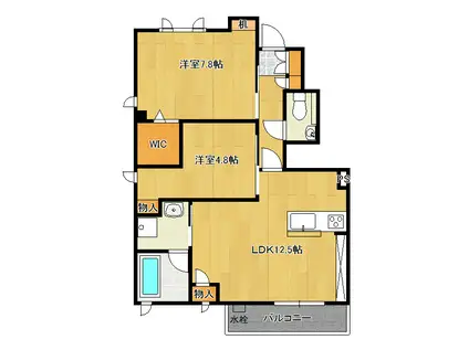 レジオンヒルIII A棟(2LDK/1階)の間取り写真