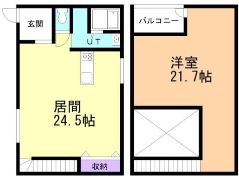 登別市富士町3丁目1-1アパート(1LDK/1階)の間取り写真