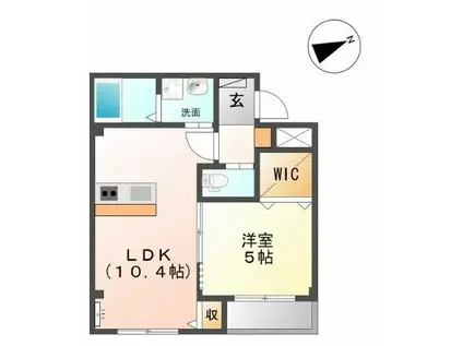 モンテローゼ上乃木(1LDK/2階)の間取り写真