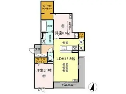 ガーデン ラピッズ(2LDK/1階)の間取り写真