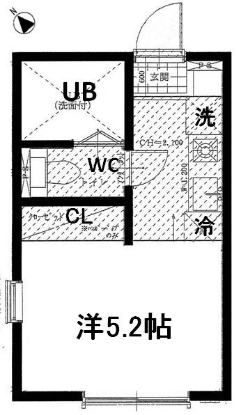 キーウエスト妙蓮寺(ワンルーム/2階)の間取り写真
