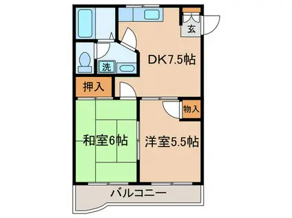 スペリアル吉田(2DK/2階)の間取り写真