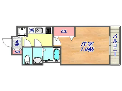 LUXE東灘(1K/4階)の間取り写真