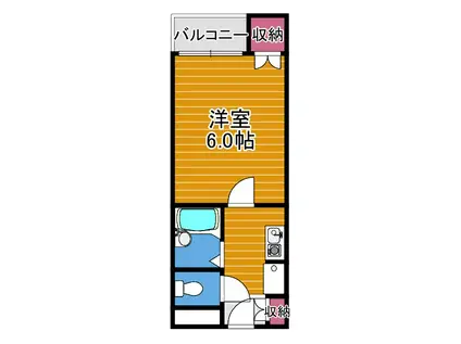 RX富田林(1K/3階)の間取り写真