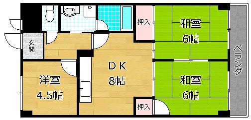 SUNミネマツ(3DK/5階)の間取り写真