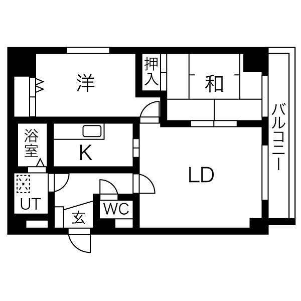ピュアコート北33条(2LDK/8階)の間取り写真