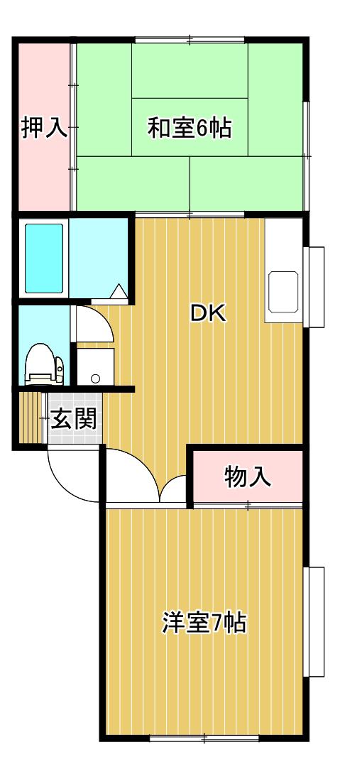 プチハウス(2DK/2階)の間取り写真