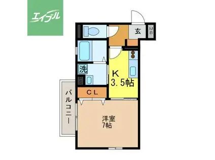 エスペランサ本原(1K/1階)の間取り写真