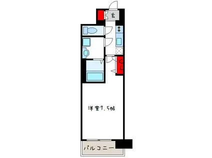 ファーストフィオーレ長田グランディール(1K/14階)の間取り写真