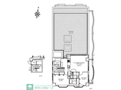 ソサエティ中野富士見町(2LDK/6階)の間取り写真