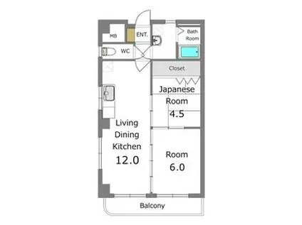 あさひレジデンス(2LDK/4階)の間取り写真