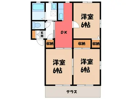 カルチェC(3DK/1階)の間取り写真