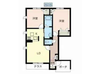 マーベラスコートI(2LDK/1階)の間取り写真