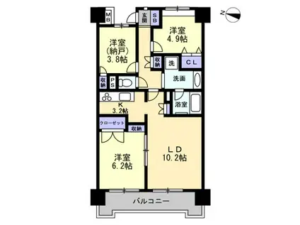 セブンナルケマンション(2SLDK/11階)の間取り写真