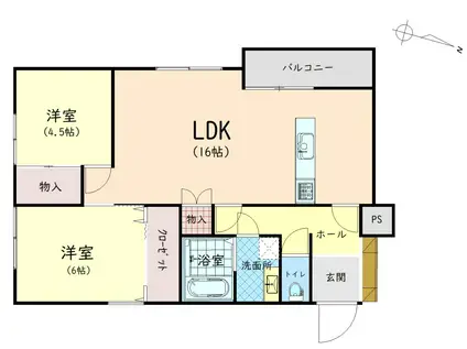 カッパビル(2LDK/2階)の間取り写真