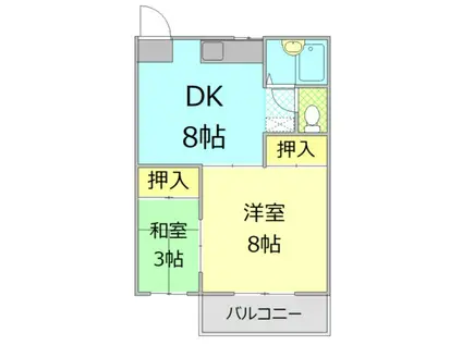 グリーンハイム(2DK/1階)の間取り写真