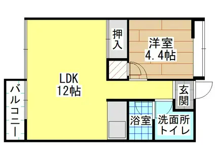 MOON中原東(1LDK/2階)の間取り写真