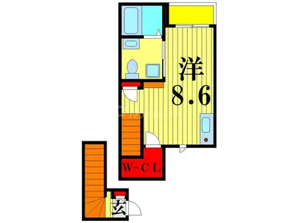 フルール谷在家I(ワンルーム/2階)の間取り写真