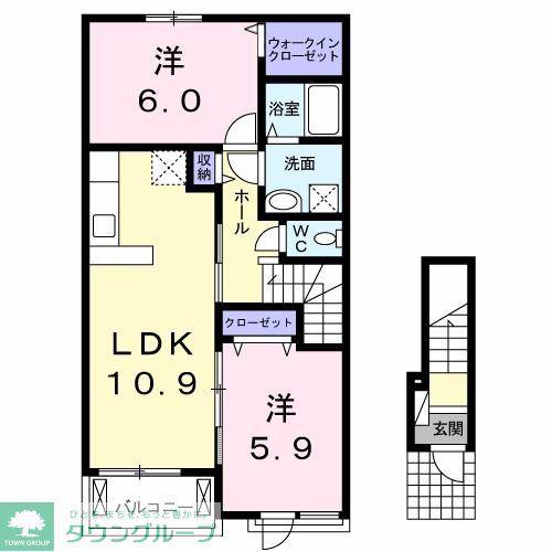 ジュピターII(2LDK/2階)の間取り写真