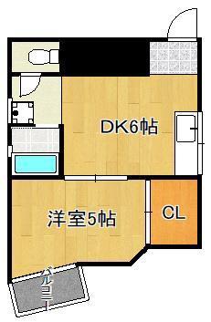 プリモレガーロ香春口(1DK/4階)の間取り写真