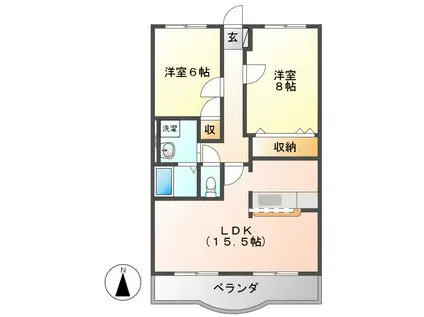 LOTOS BLUME I(2LDK/2階)の間取り写真