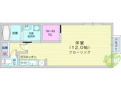 メゾンドピュア(ワンルーム/1階)の間取り写真