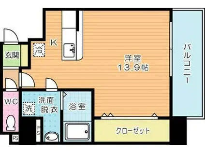 ドレスローズ(ワンルーム/5階)の間取り写真