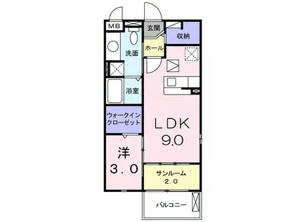 アルコ バレーノ(1LDK/1階)の間取り写真