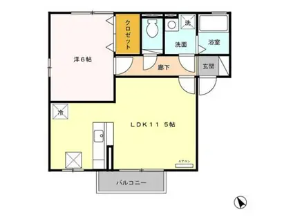 グラン・ソレーユ B(1LDK/1階)の間取り写真