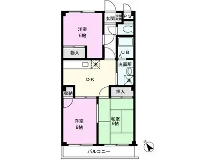 グランドール八幡(3DK/3階)の間取り写真