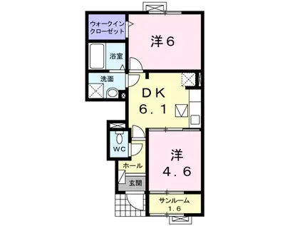 トレフル E(2DK/1階)の間取り写真