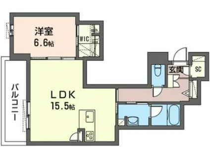 SHAMAISON ヴィアソーレイツキ(1LDK/1階)の間取り写真