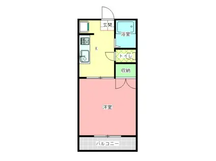 レインボーハイツ(1K/1階)の間取り写真