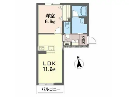 ベレオ西町(1LDK/1階)の間取り写真