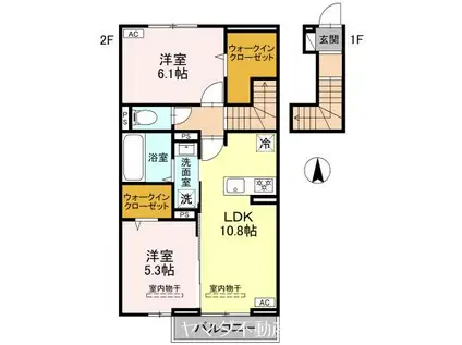 フェリオ文京 Ⅱ(2LDK/2階)の間取り写真