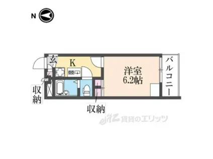 レオパレスクレール猪名寺(1K/2階)の間取り写真