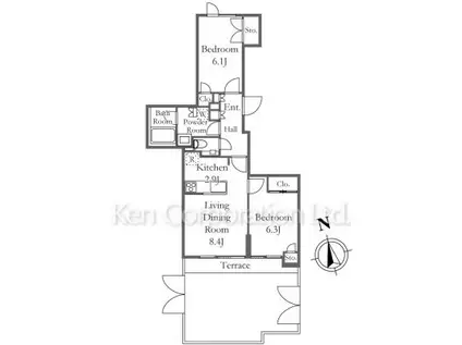 ロイヤルシーズン成城II(2LDK/1階)の間取り写真