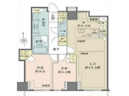 ザ・パークハウス三田タワー(2LDK/17階)の間取り写真