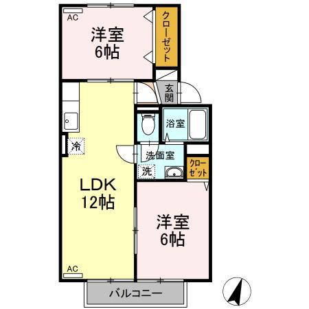 マスカレード(2LDK/2階)の間取り写真