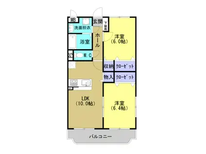 Y.M.ジェイド(2LDK/3階)の間取り写真