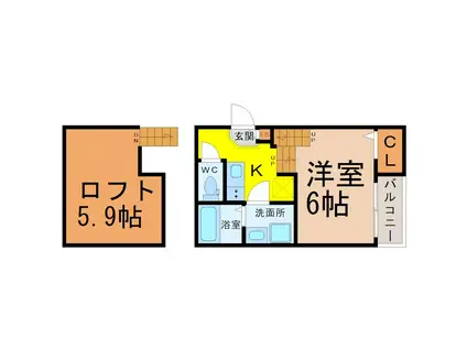 ハーモニーテラス西日置II(1K/1階)の間取り写真