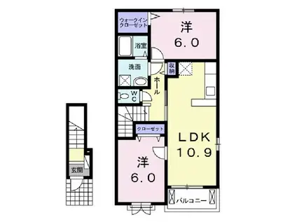 グランフィル2 B(2LDK/2階)の間取り写真