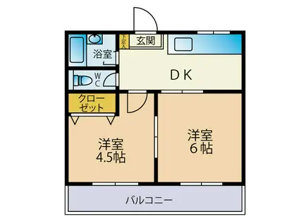 第一秋山ハイツ(2K/3階)の間取り写真